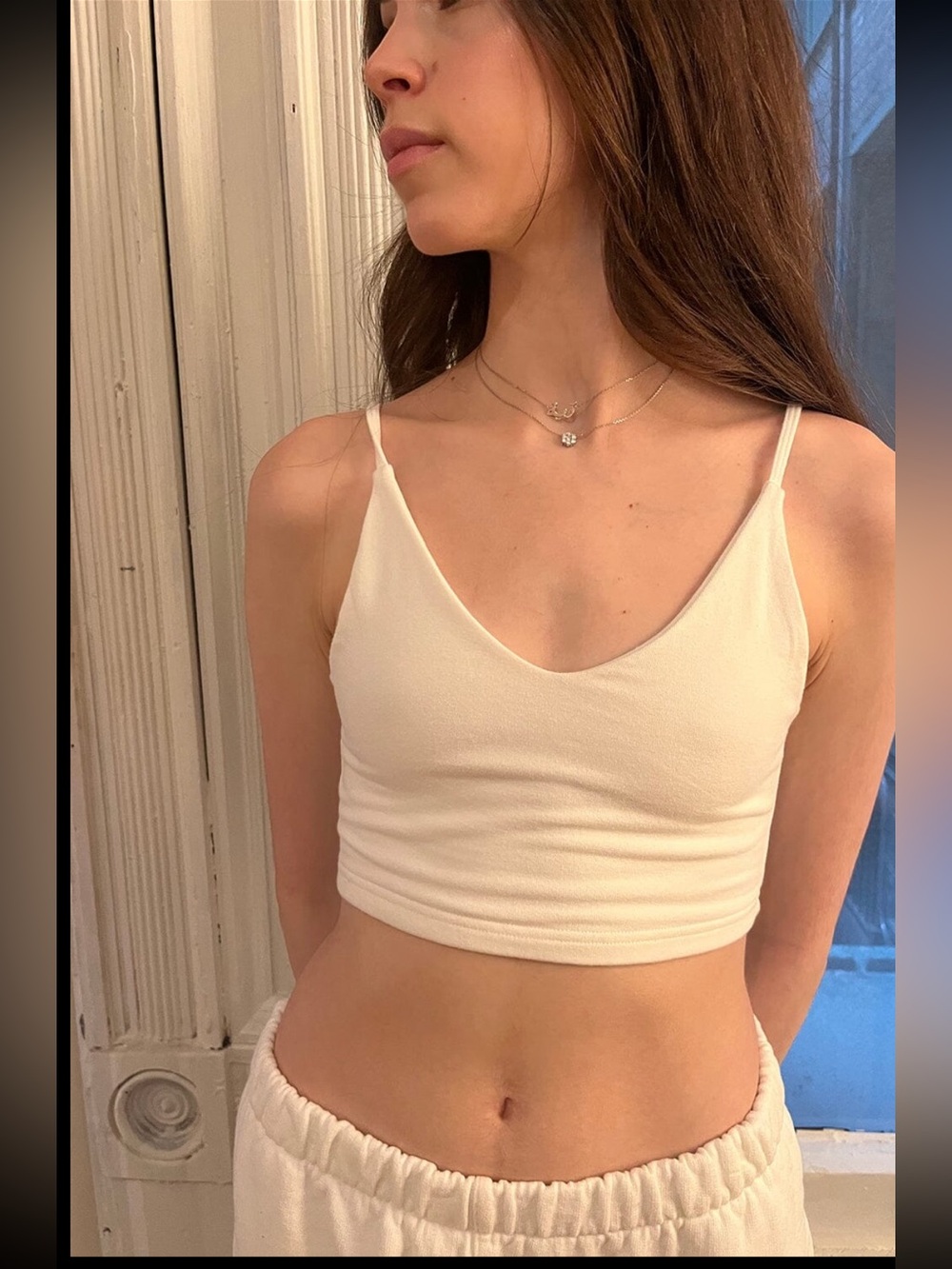 Brandy Melville V-Neck White Tank Top